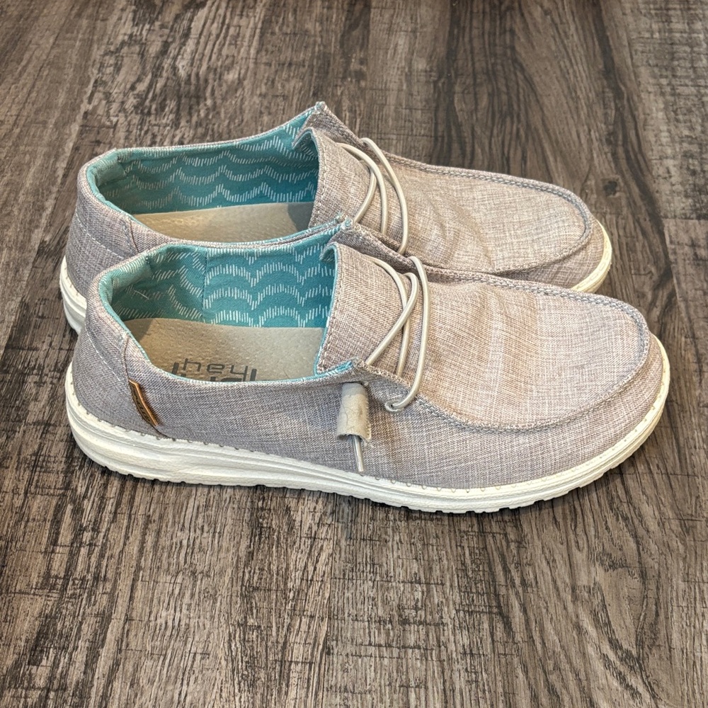 Casual Womens Light Gray Canvas Lace-Up Shoes
